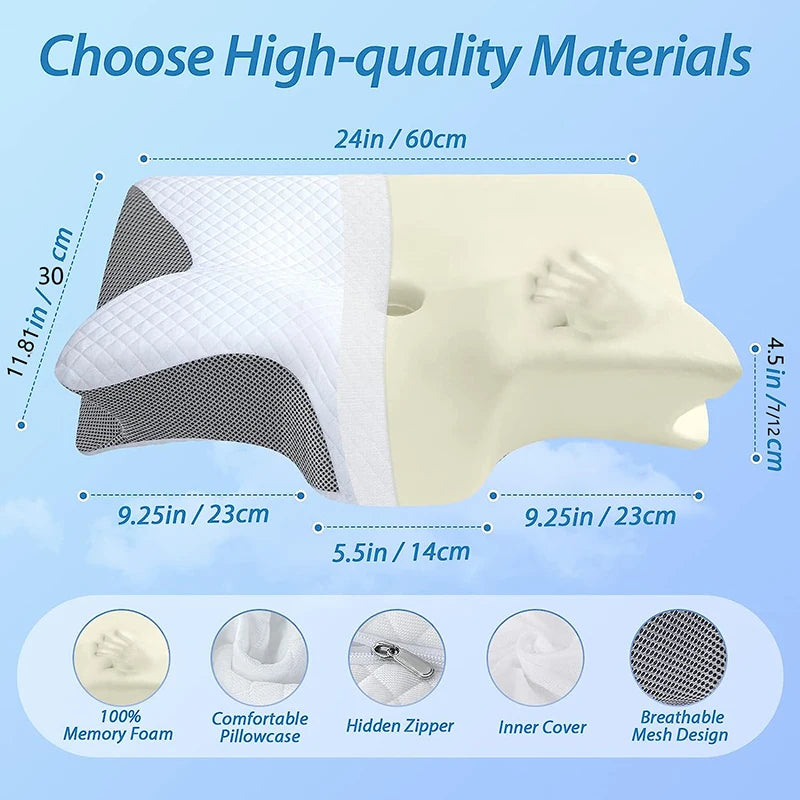 Ergonomic Memory Foam Pillow (2-in-1)