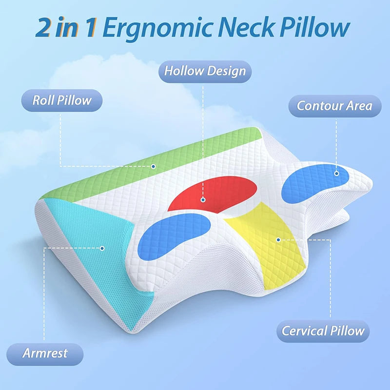 Ergonomic Memory Foam Pillow (2-in-1)