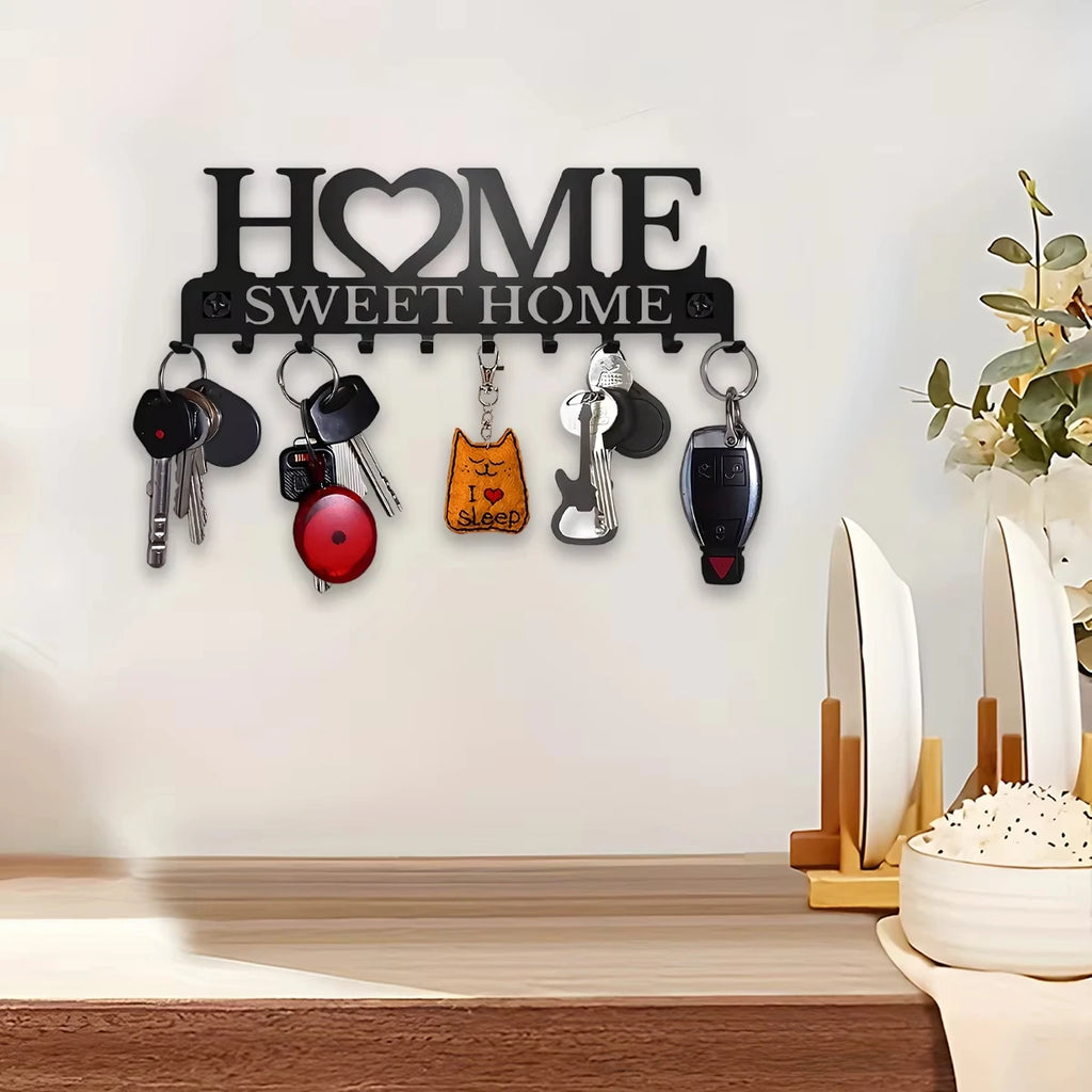 Wall-Mounted “Sweet Home” Key Holder – Creative Front Door Organizer