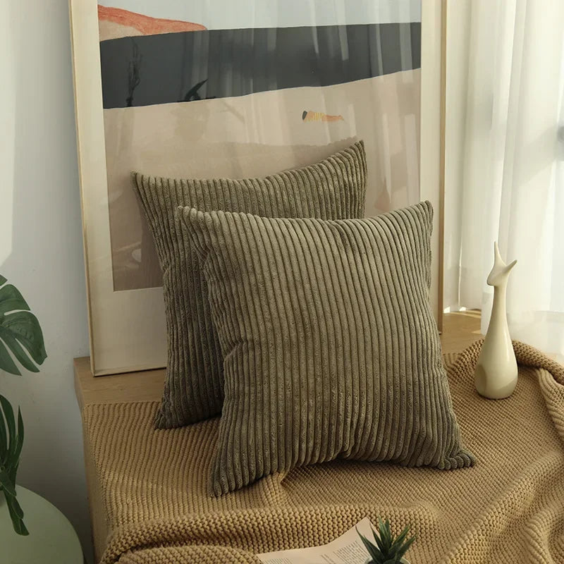 Soft Corduroy Cushion Cover – Fluffy Striped 40-50cm