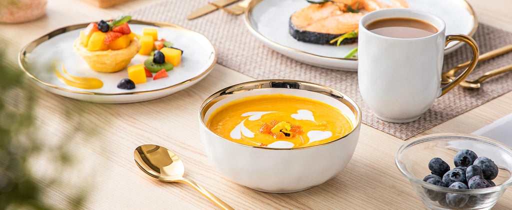 LOVECASA 16/32 Piece White Handmade Dinnerware Set