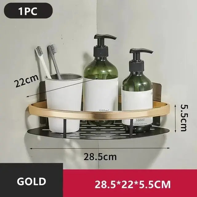 No-Drill Aluminium Bathroom Shelf – Wall Mounted Storage Rack