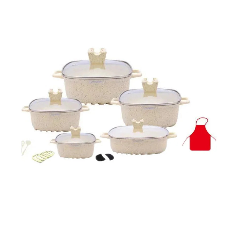 Premium Marble & Granite Non-Stick Cookware Set – Even Heating, Stylish Design