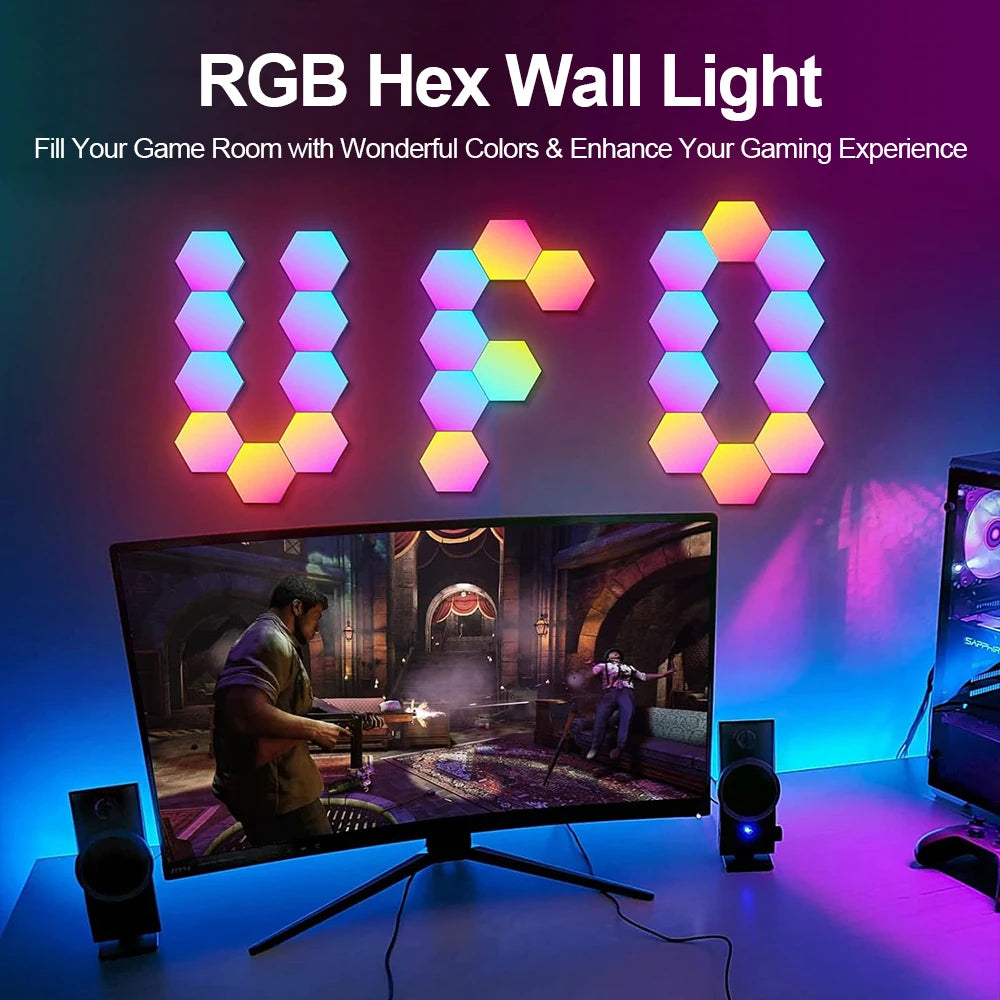 RGB Smart Hexagonal Wall Lamp – App Controlled Ambient Lighting