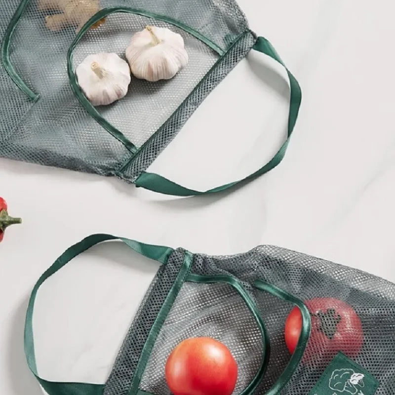 Reusable Hanging Mesh Storage Bags for Fruits & Vegetables
