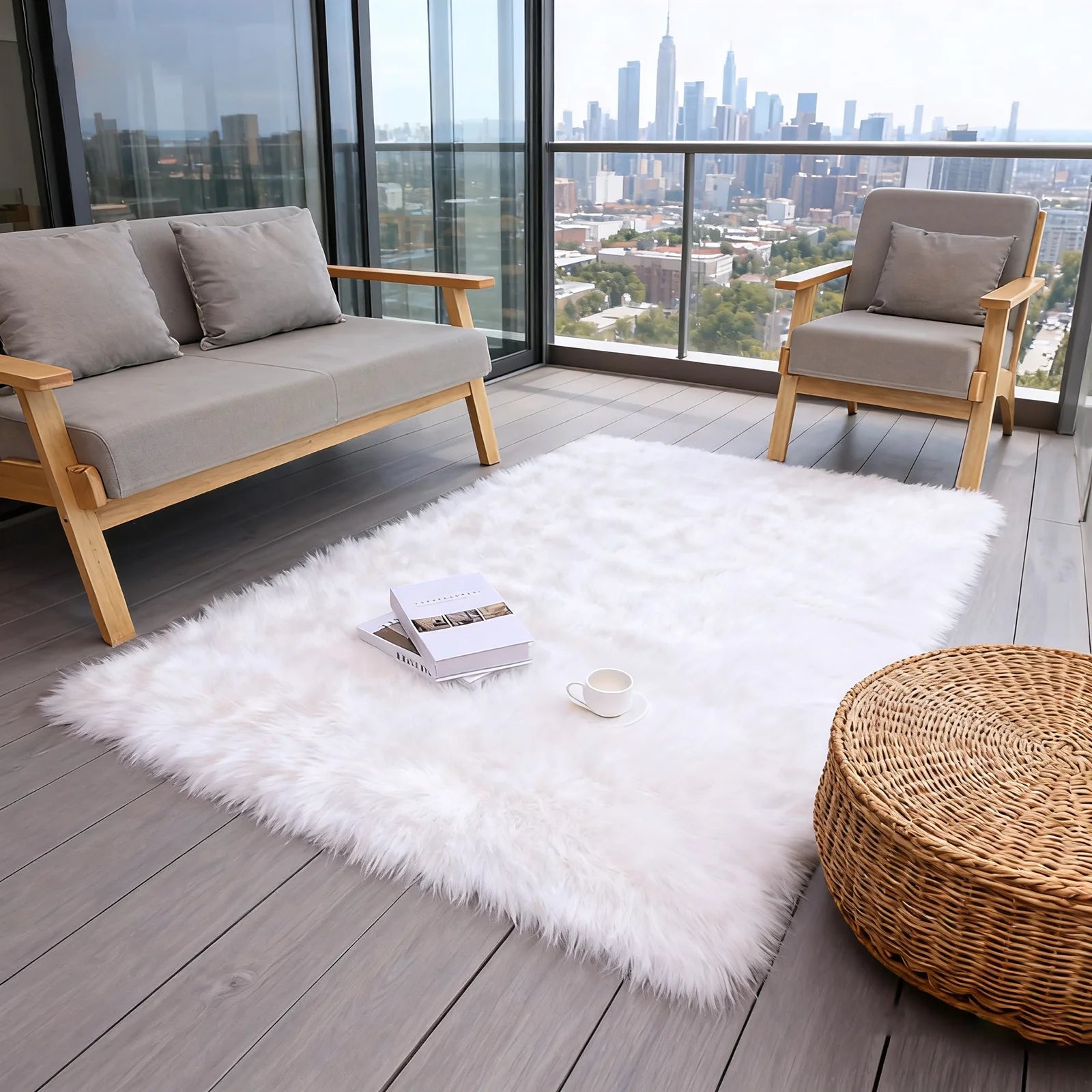 Luxu Fluffy Artificial Wool Rug