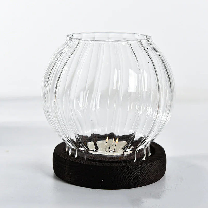 Transparent Glass Tealight Candle Holder – Retro Oil Lamp Style