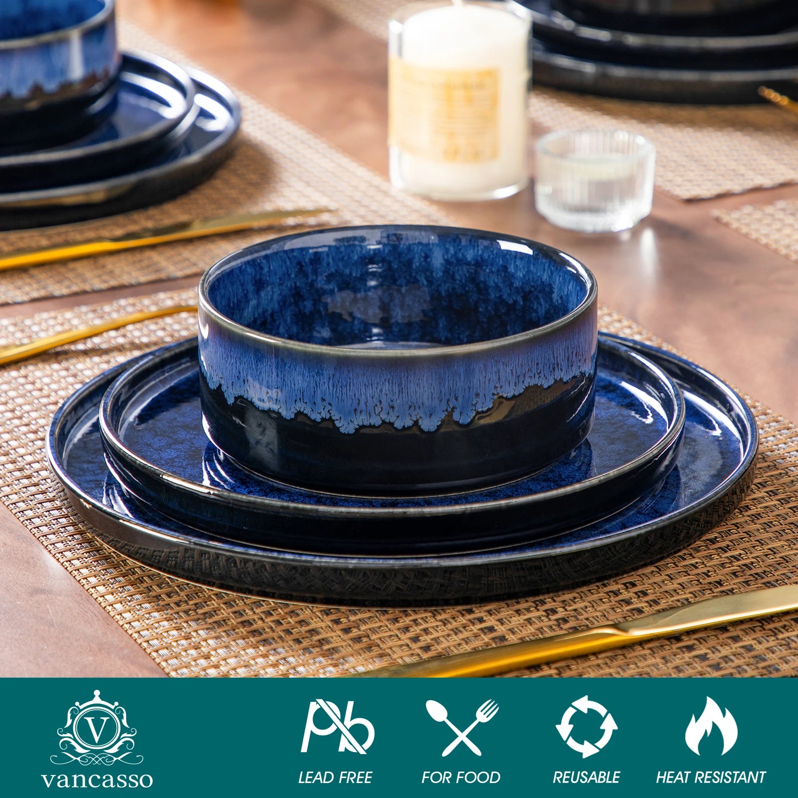 Vancasso Reactive Glaze Dinnerware Set – 12/24/36 Pieces