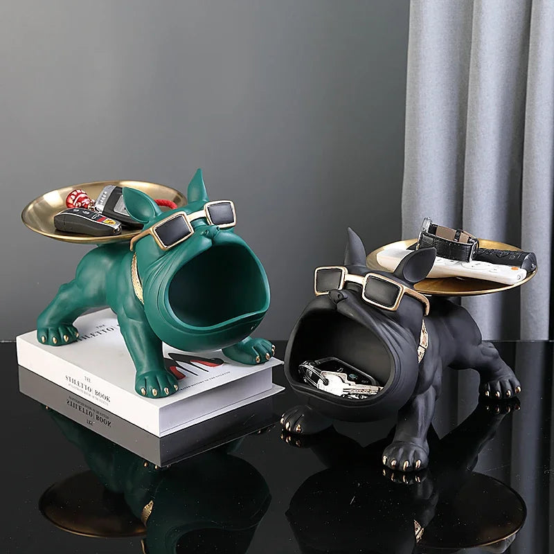 Resin Bulldog Statue & Storage Tray