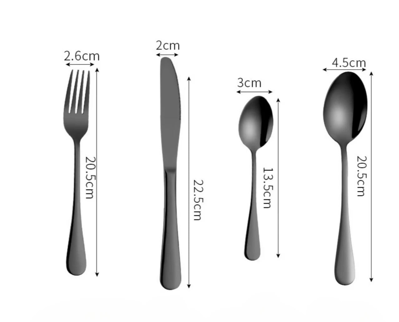 24-Piece Black & Gold Silverware Set – Elegant Stainless Steel Flatware