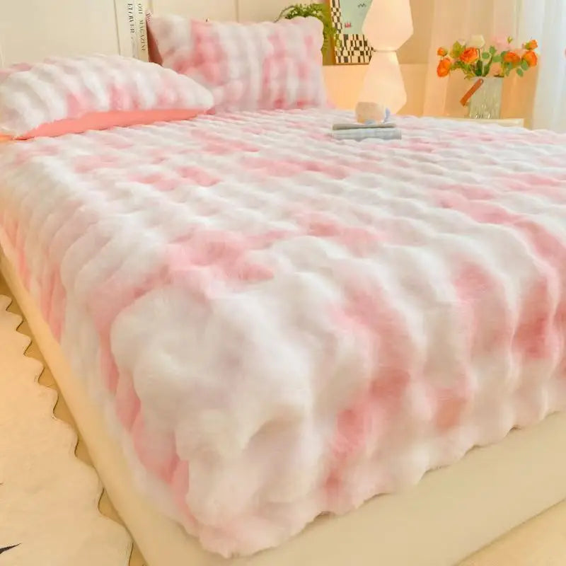 Bubble Milk Velvet Bed Sheet – Winter Warm Mattress Cover