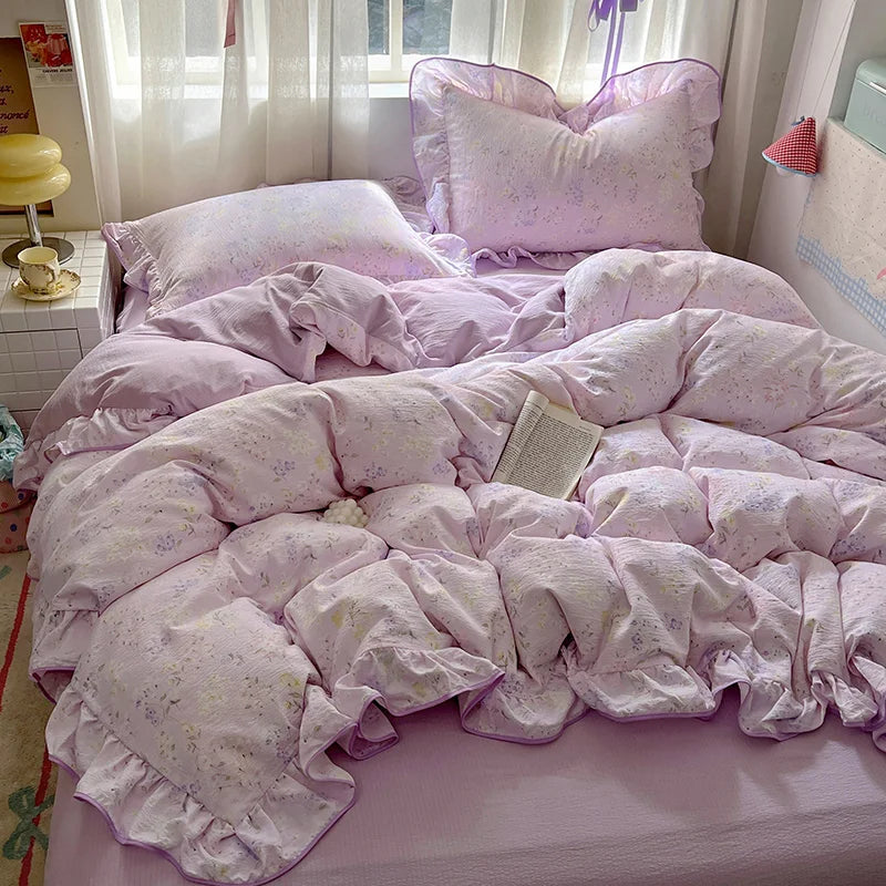 Ruffled Floral Bedding Set