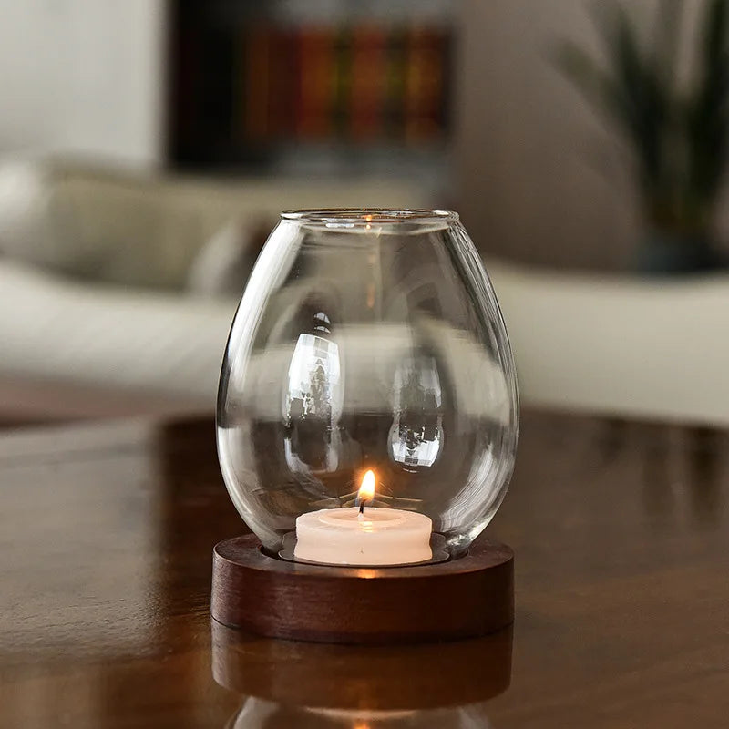 Transparent Glass Tealight Candle Holder – Retro Oil Lamp Style