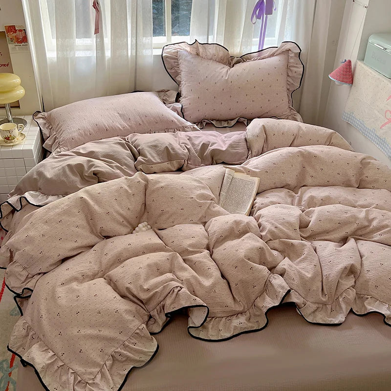 Ruffled Floral Bedding Set