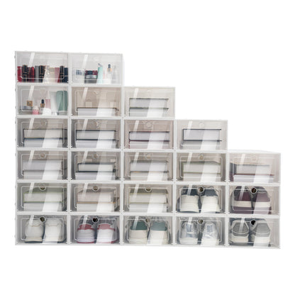 Stackable Shoe Storage Boxes - 20/24 Pack Clear Plastic Organizer