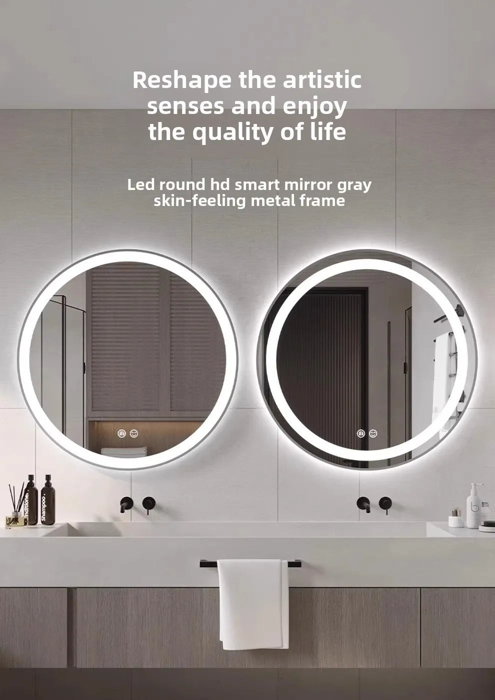 Smart LED Bathroom Mirror – Anti-Fog, Touch Control