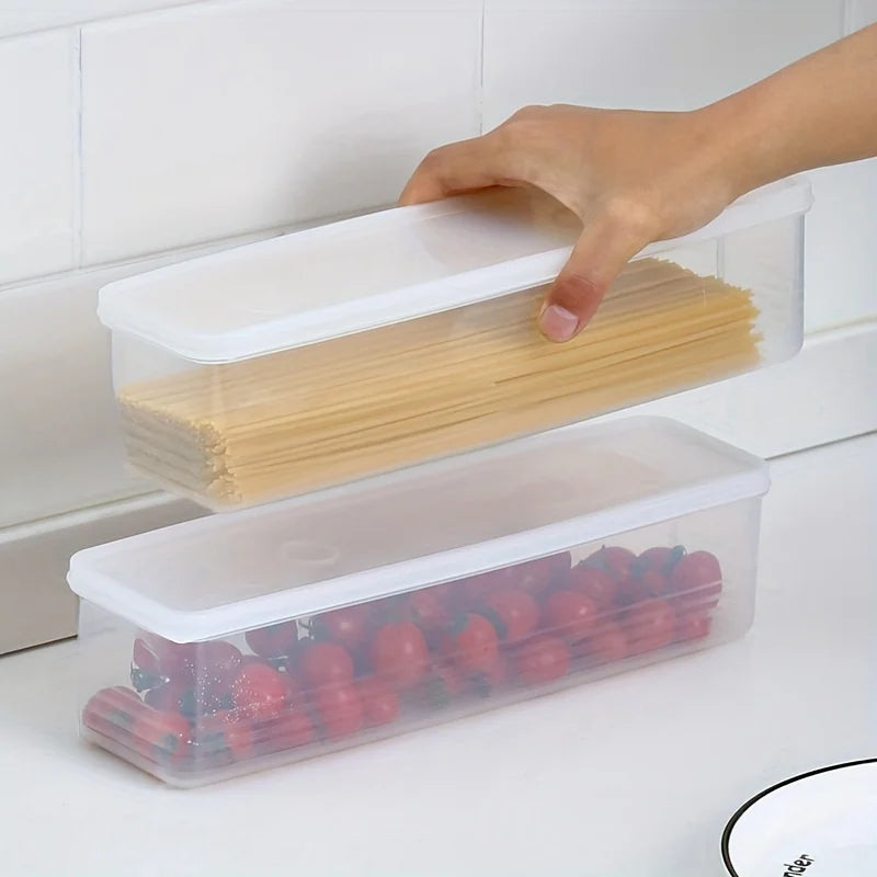 4-Piece Long Rectangular Food Storage Containers – Reusable Fridge Organizer Set