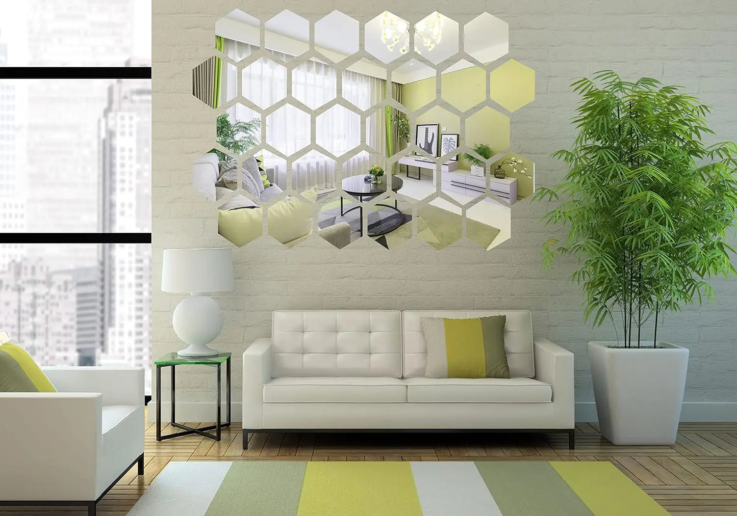 3D Hexagon Mirror Wall Stickers – Rose Gold & Silver