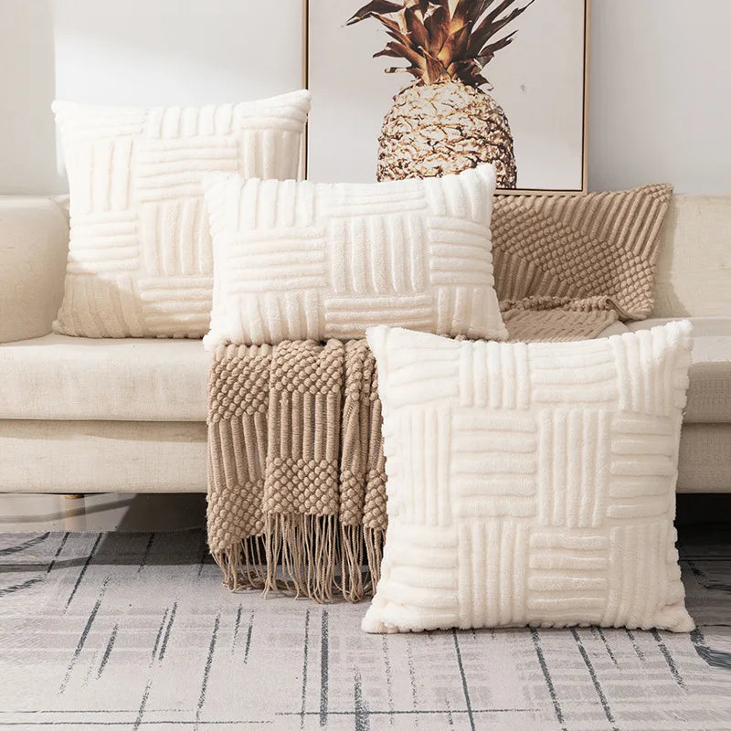 Boho Luxe Faux Fur Throw Pillow Cover