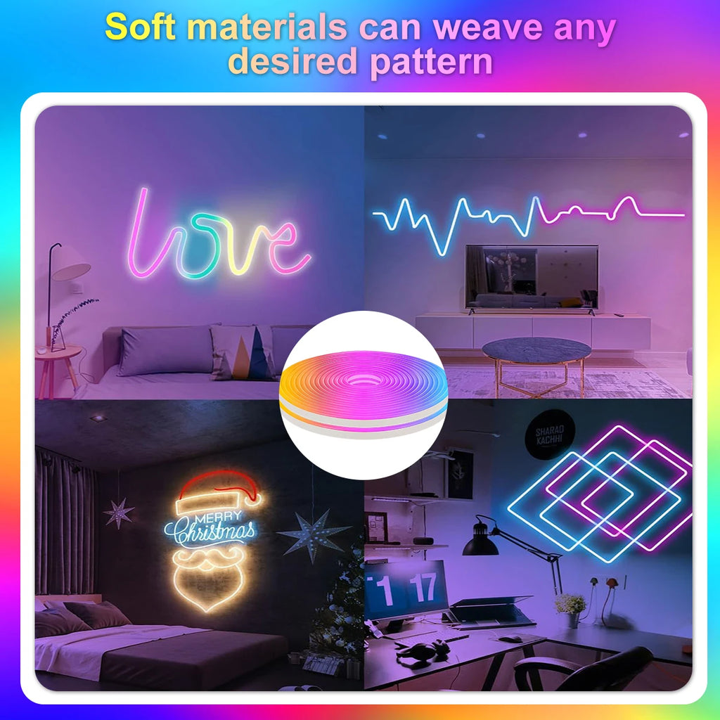5V RGB Neon Strip Light – Vibrant Waterproof LED Glow for Rooms, TVs &amp; Home Décor (Bluetooth + Remote)
