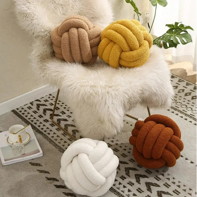 Woven Ball Pillow Knotted Cushion