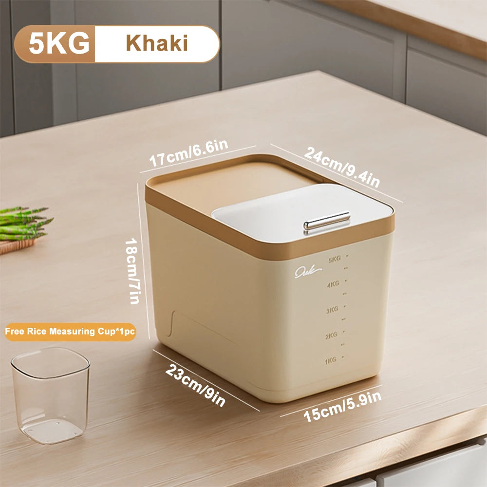 5/10/15KG Rice Storage Box Home with Lid Insect Proof Moisture Proof Rice Box Sealed Jar Kitchen Container Storing Dry Grain