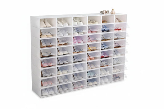 Stackable Shoe Storage Boxes - 20/24 Pack Clear Plastic Organizer