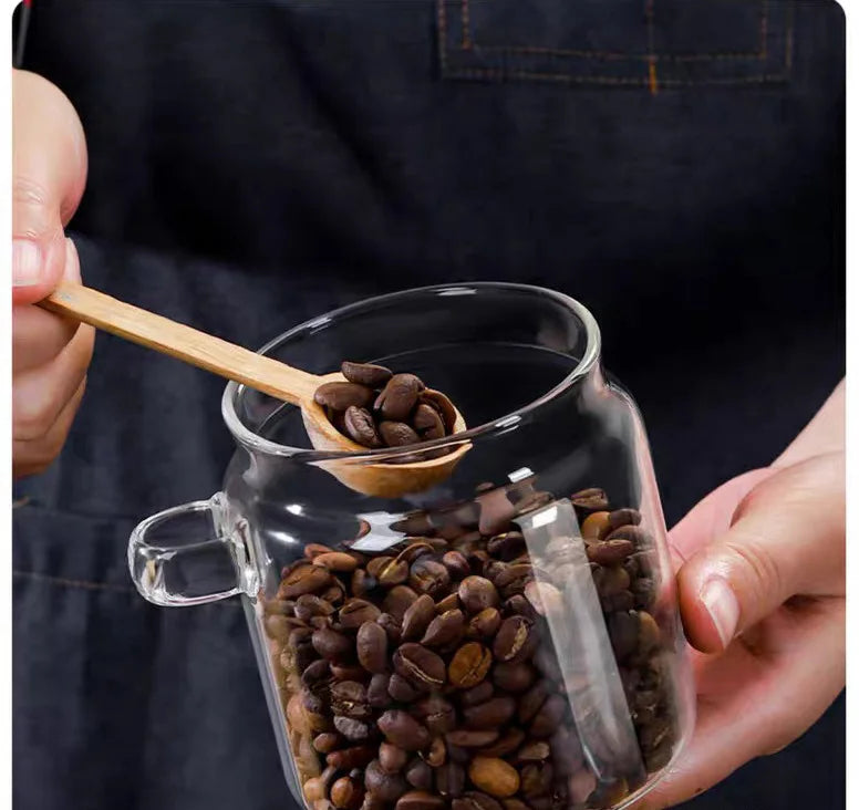 Kitchen Glass Storage Jar with Wooden Lid &amp; Spoon – Moisture-Proof Borosilicate Container