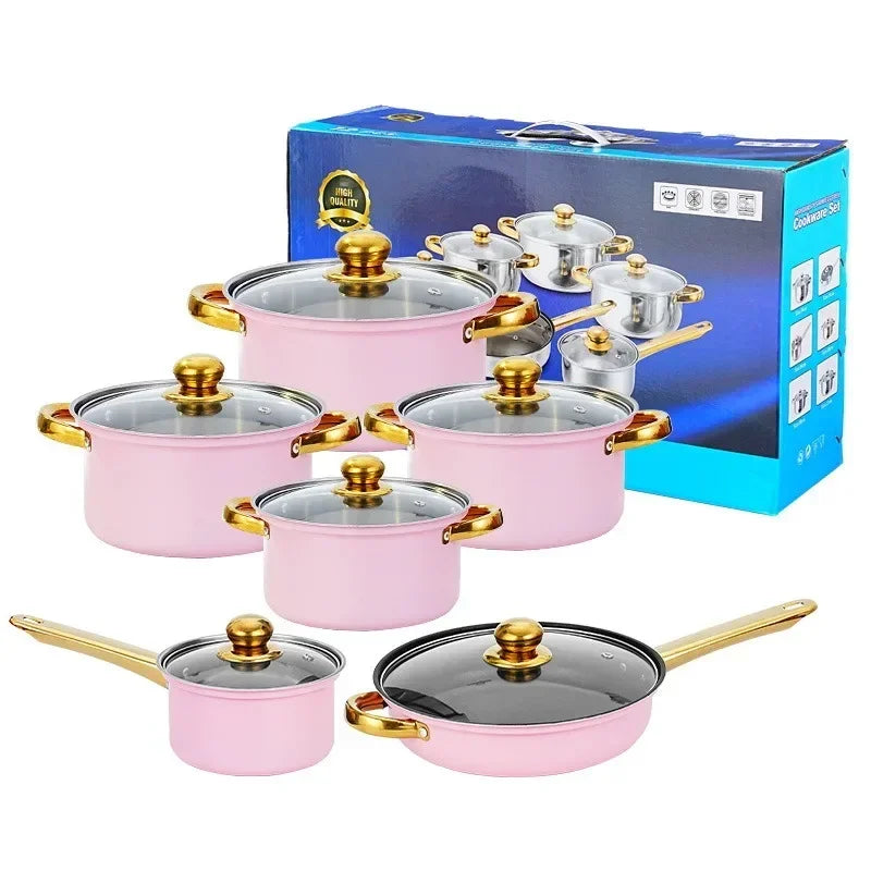 6-Piece Stainless Steel Cooking Pot Set