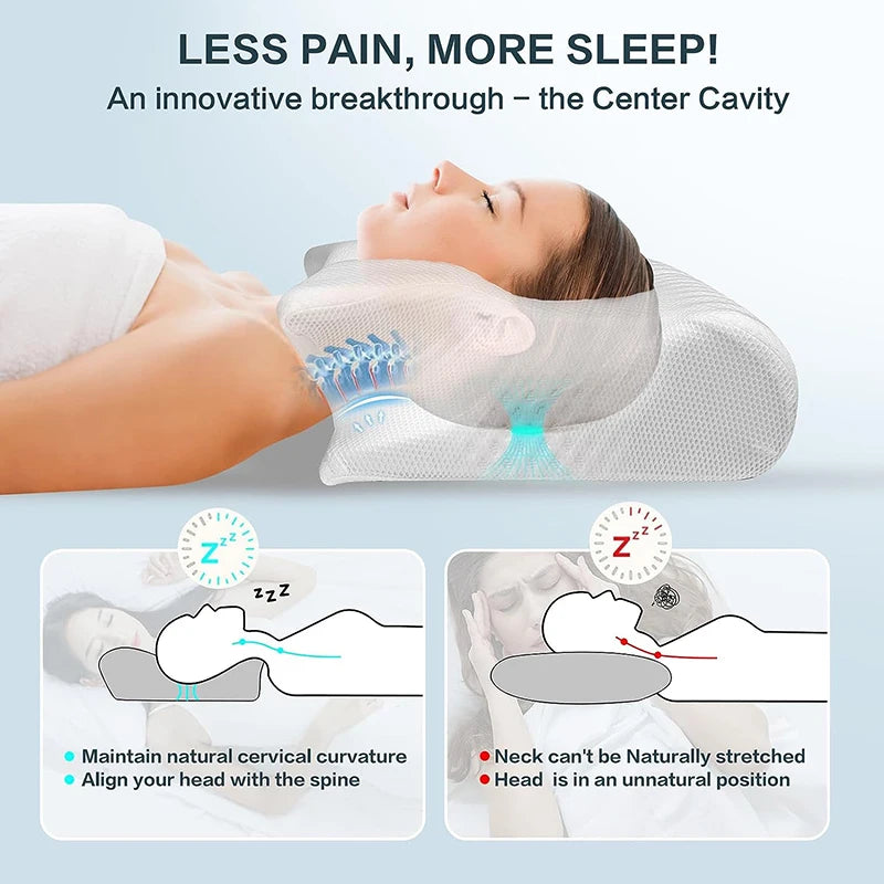 Ergonomic Memory Foam Pillow (2-in-1)