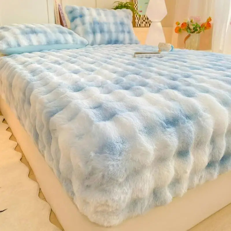 Bubble Milk Velvet Bed Sheet – Winter Warm Mattress Cover