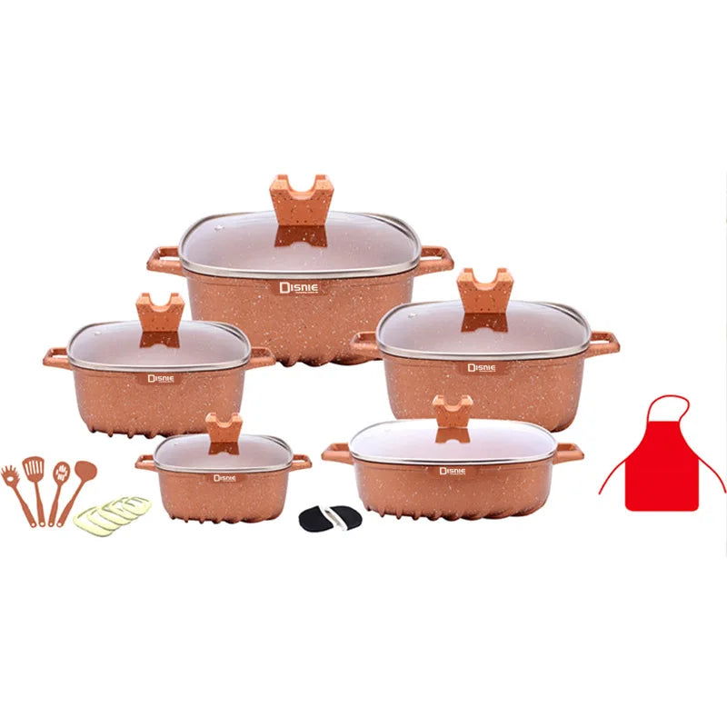 Premium Marble & Granite Non-Stick Cookware Set – Even Heating, Stylish Design