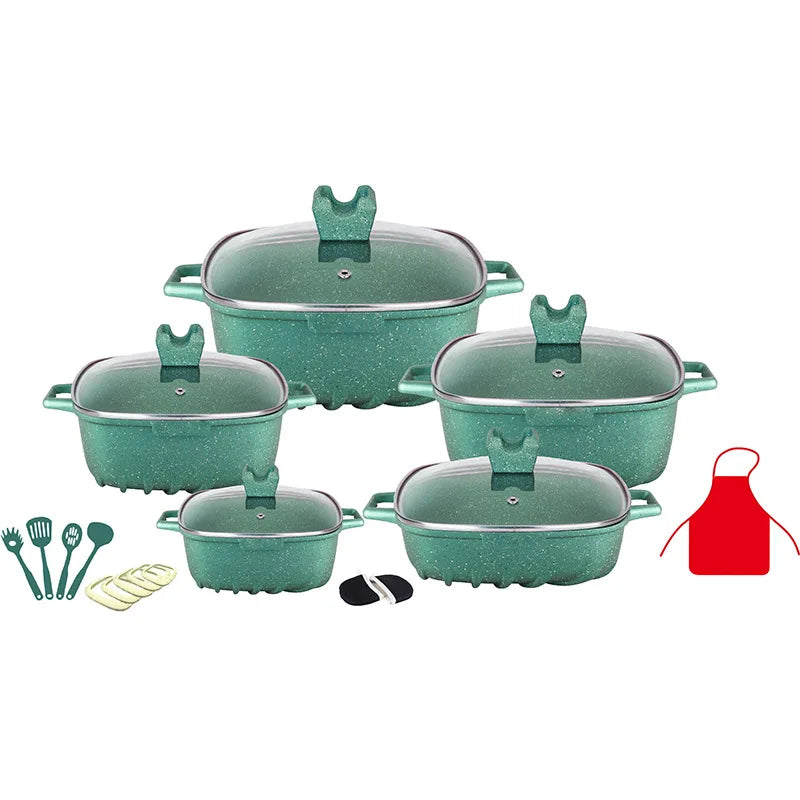 Premium Marble & Granite Non-Stick Cookware Set – Even Heating, Stylish Design