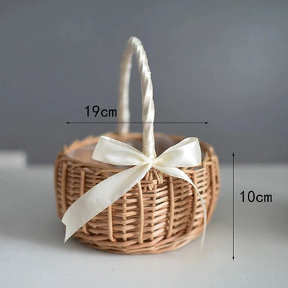 Rattan Basket with Pearl Handle
