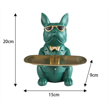 Bulldog Tray & Animal Statue – Decorative Storage Ornament