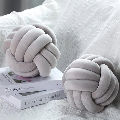 Handmade Knot Ball Pillow – Soft Velvet Cushion