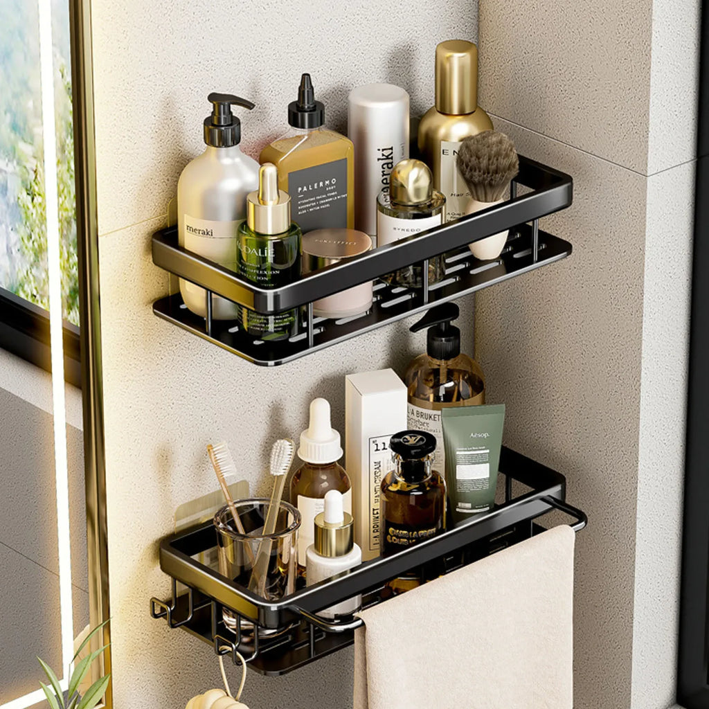No-Drill Aluminium Bathroom Shelf – Wall Mounted Storage Rack