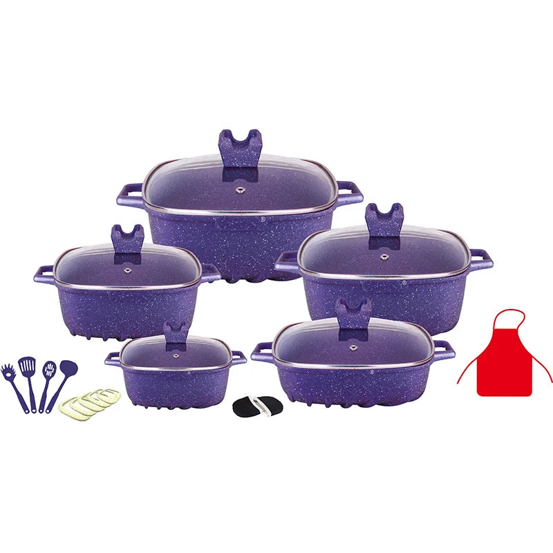 Premium Marble & Granite Non-Stick Cookware Set – Even Heating, Stylish Design