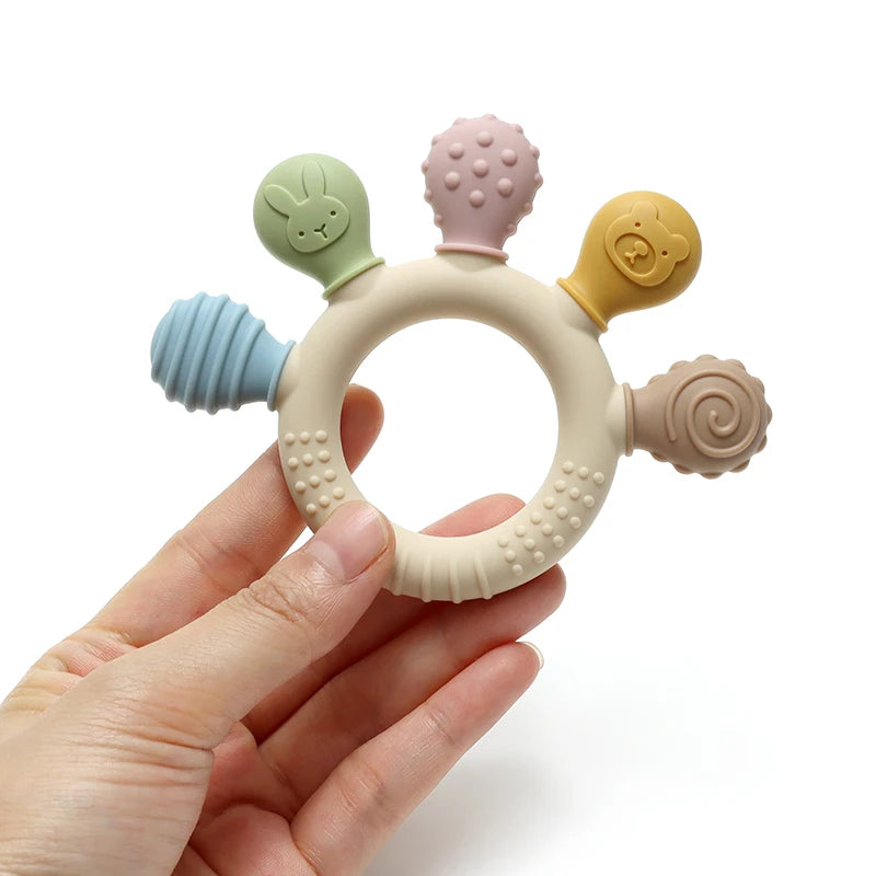 Multicolour Silicone Baby Teething Ring