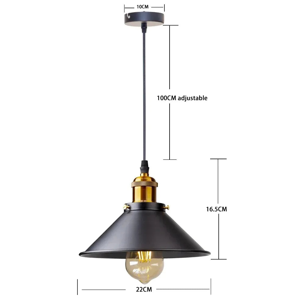 Vintage LED Iron Pendant Lamp – Retro Industrial Lighting