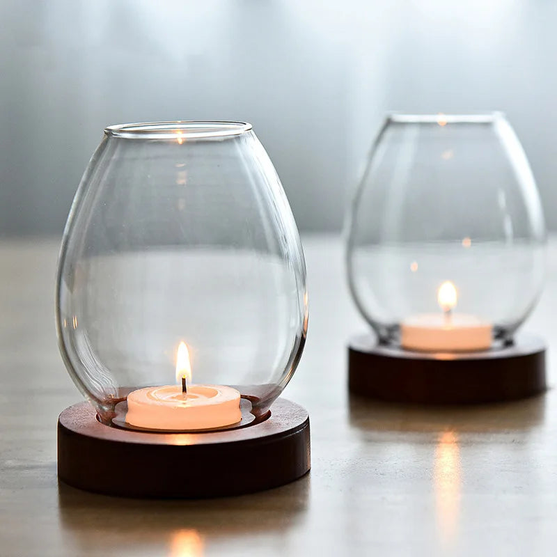 Transparent Glass Tealight Candle Holder – Retro Oil Lamp Style