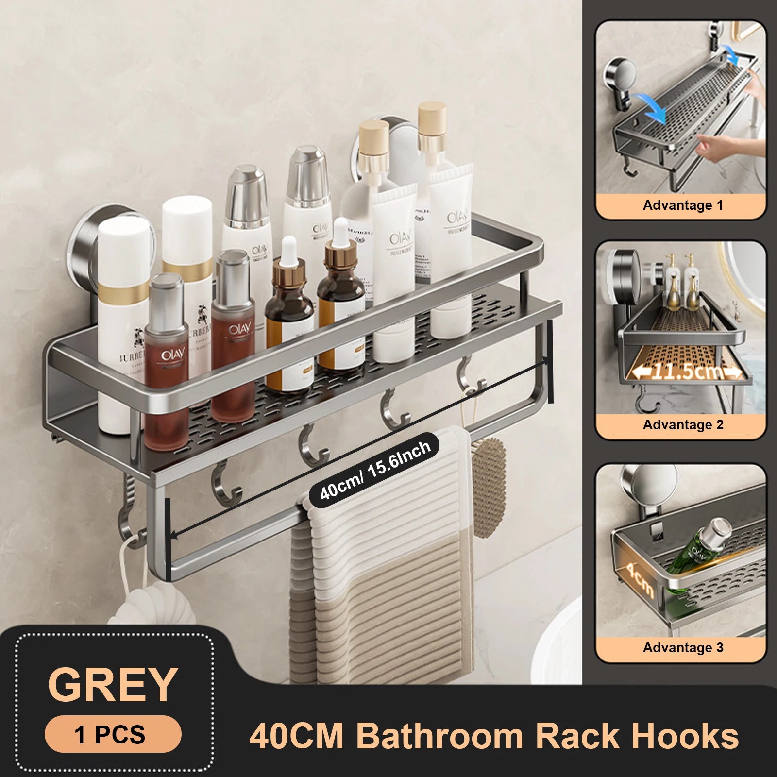 No-Drill Bathroom Suction Shelf – Space-Saving Storage