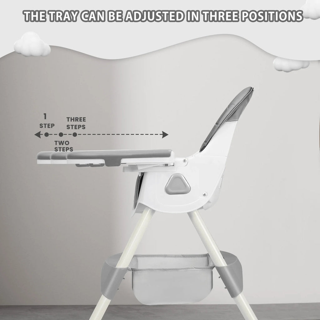 Foldable Baby High Chair with Toy Rack