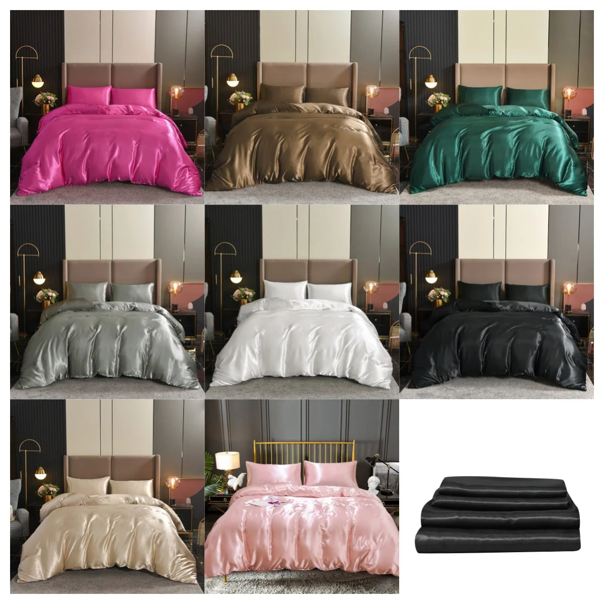 3-Piece Luxury Satin Duvet Cover Set – Silky Soft, Wrinkle-Free Bedding