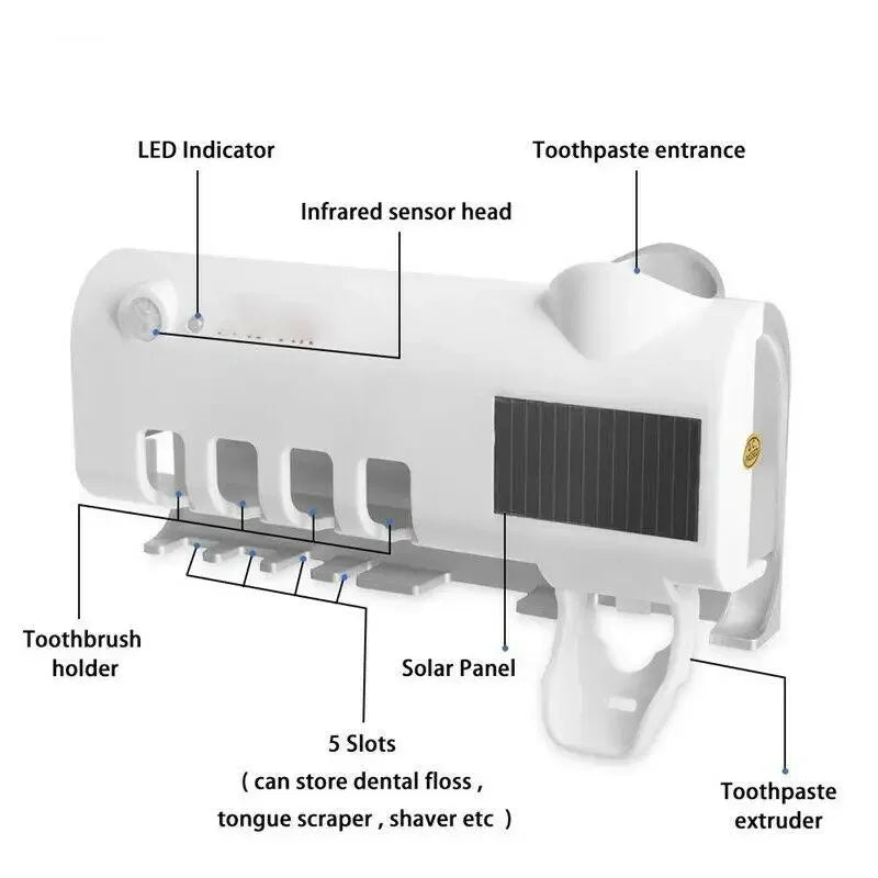 Wall-Mounted Solar UV Toothbrush Sterilizer