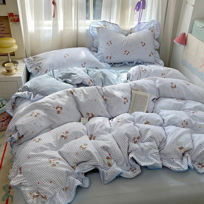 Ruffled Floral Bedding Set