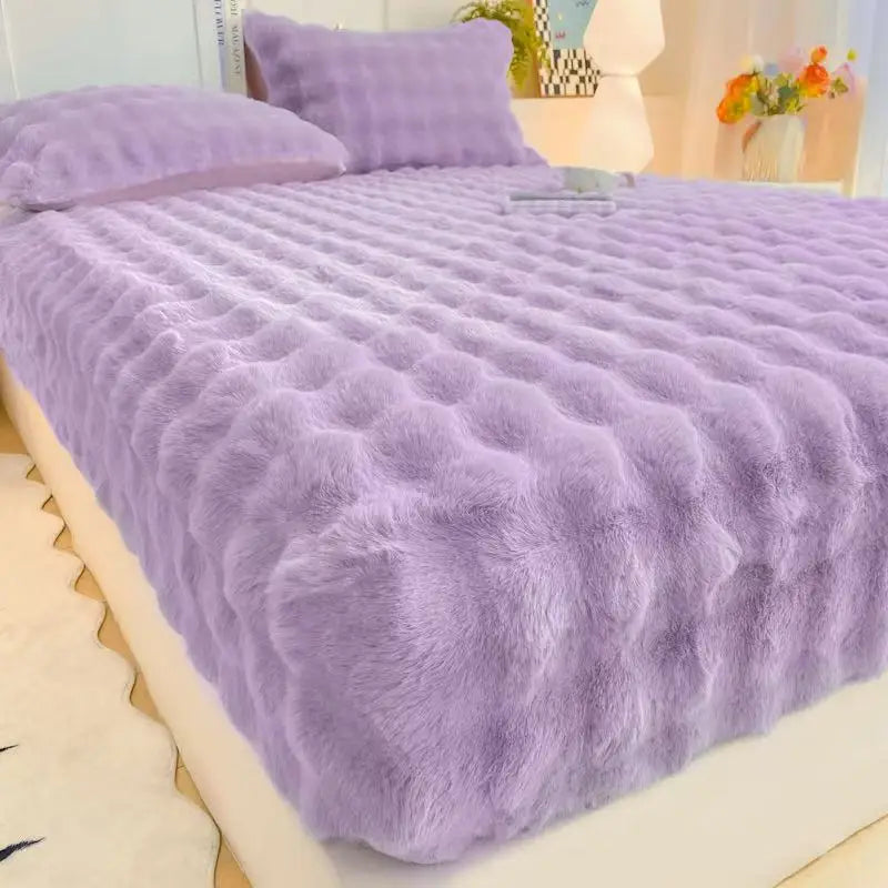 Bubble Milk Velvet Bed Sheet – Winter Warm Mattress Cover