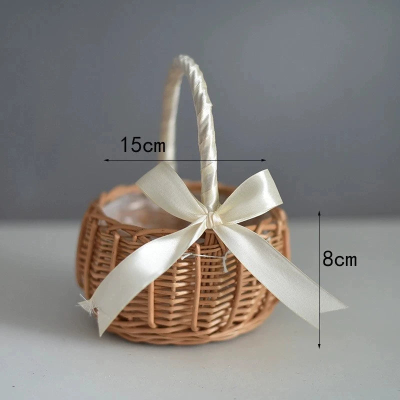 Rattan Basket with Pearl Handle