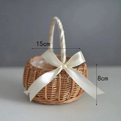 Rattan Basket with Pearl Handle