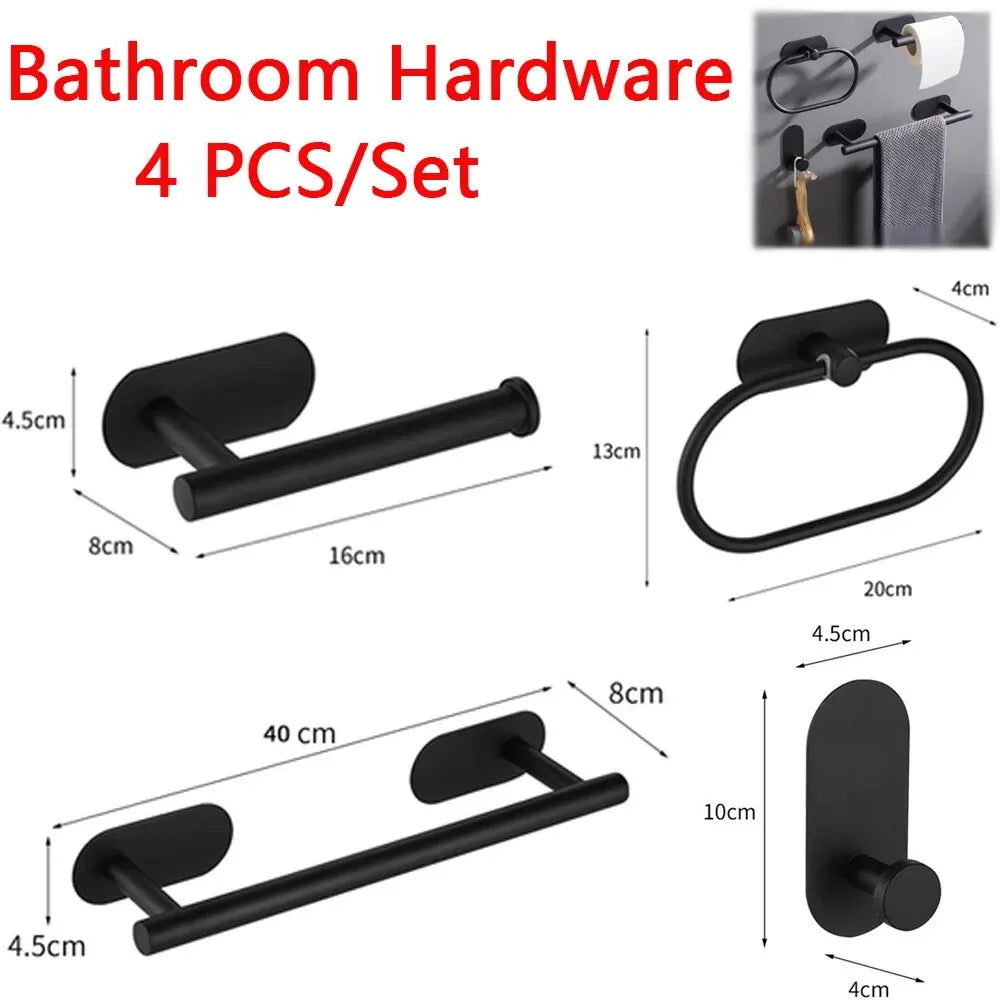 4-Piece Bathroom & Kitchen Wall Hooks – Adhesive Towel, Toilet Paper, Napkin, and Coat Holders